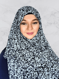 Dark navy & white crinkle chiffon