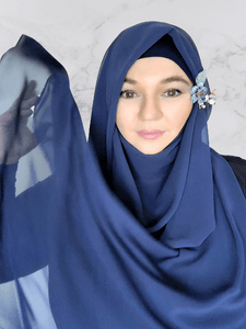 Medium navy blue chiffon shawl