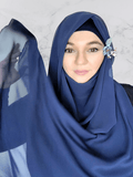 Medium Navy blue solid chiffon square hijab