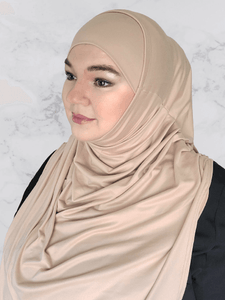 White mocha Halima two piece hijab