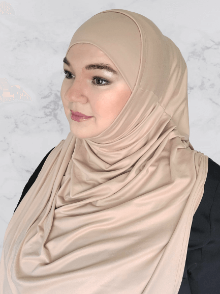 White mocha Halima two piece hijab