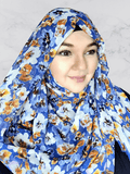 Blue floral chiffon hijab