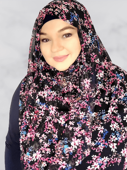 Dark navy floral chiffon square hijab