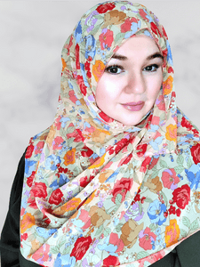 Floral chiffon  square hijab