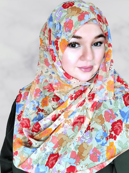 Cream floral pebble chiffon hijab