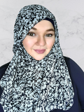 Dark navy & white crinkle chiffon