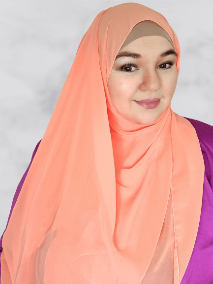 Vibrant peach square chiffon hijab
