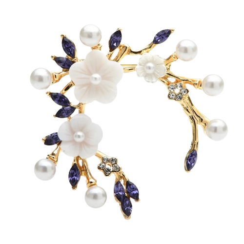 Flower brooch blue white
